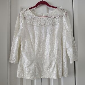 Alex Evenings 3/4-Sleeve Embroidered Top